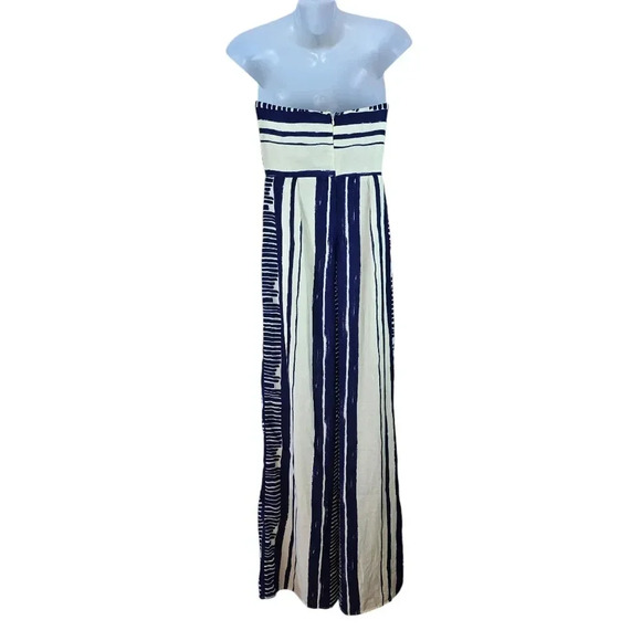 NWT Lulus Delphi Blue and White Striped Tie-Front Strapless Jumpsuit Size Small - Picture 5 of 14